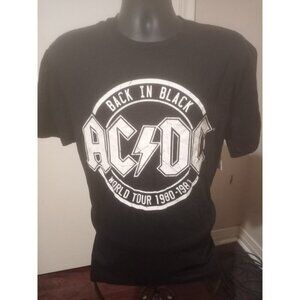 AC/DC Back In Black T-Shirt Large L Black Short Sleeve World Tour 1980-1981
